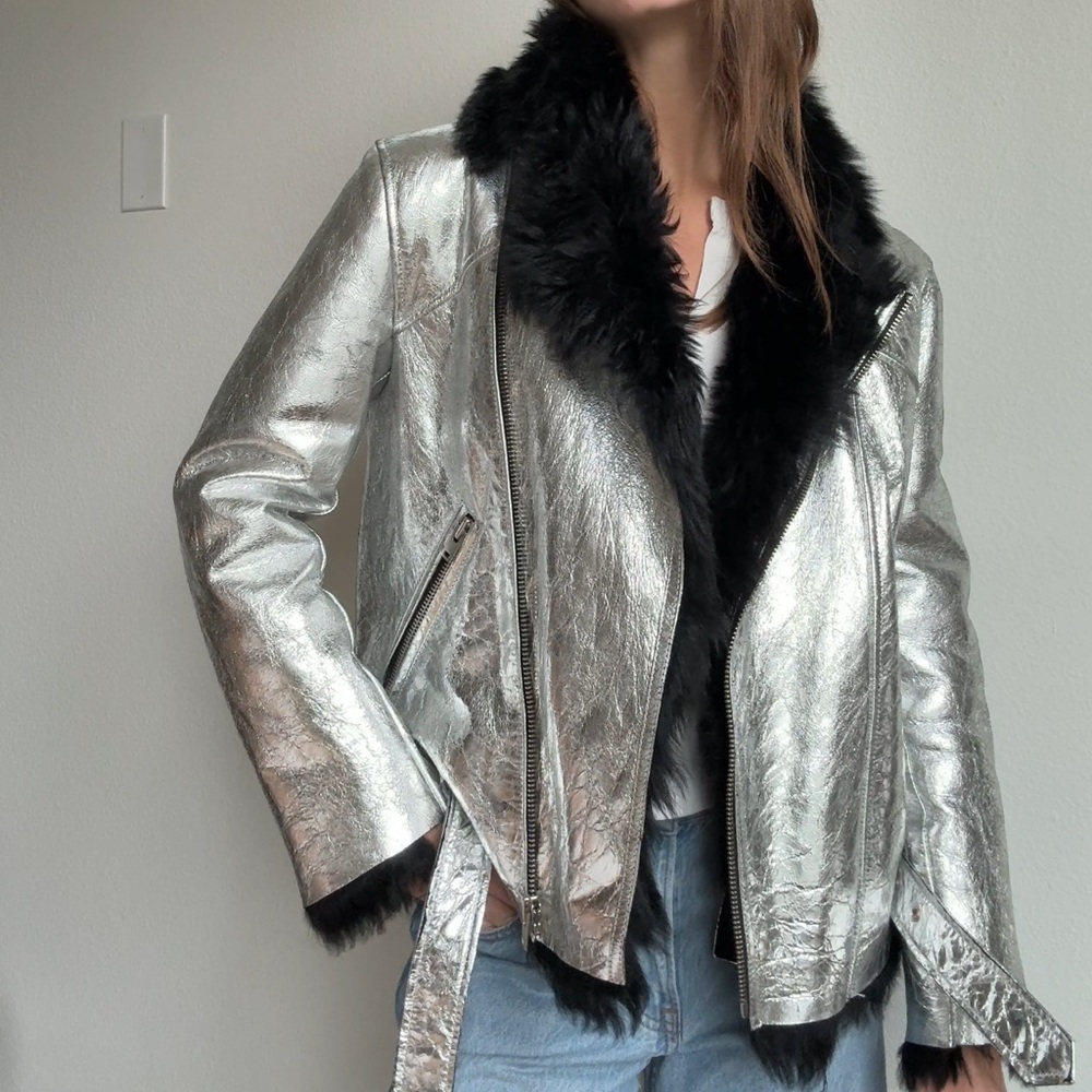 Stunning Iro silver jacket with fur